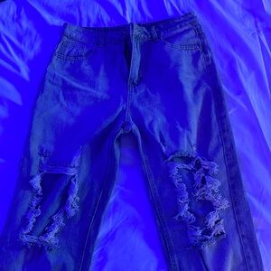 light wash ripped straight leg jeans